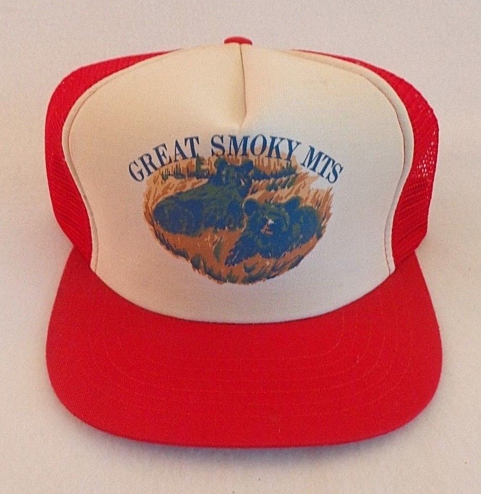 Vintage Great Smoky Mountains Snapback Trucker Mesh Hat Cap 