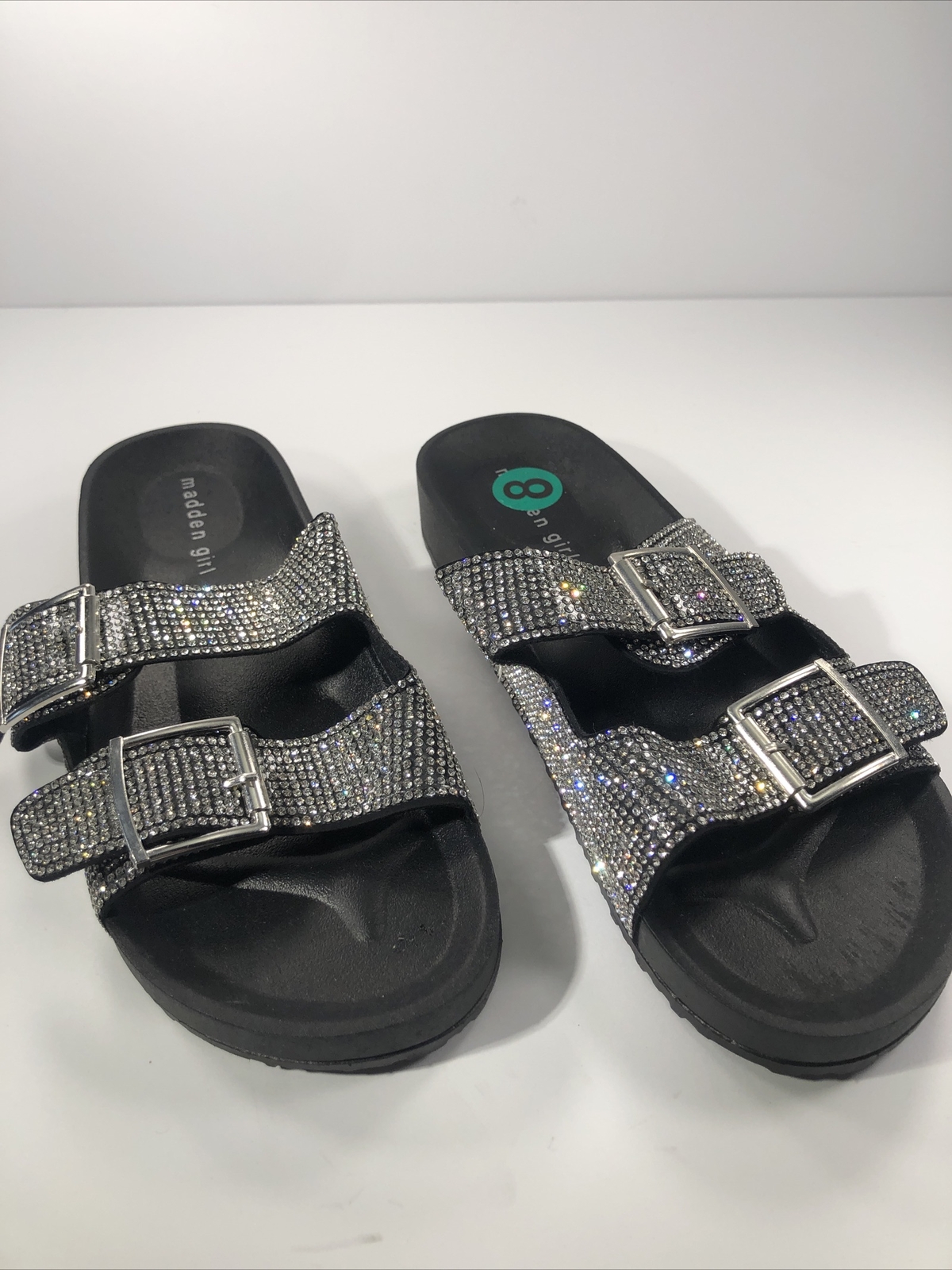 Madden Girl Women's Teddy-R Sandals Slides Black w/ Rhinestone Size 8 SKU #  4406 | eBay