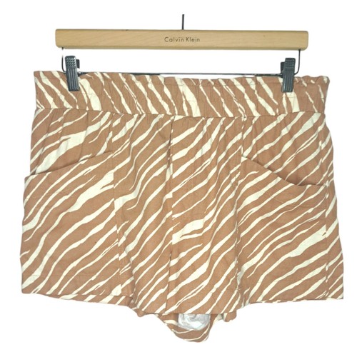 A New Day Blazer Shorts Set Brown Zebra Print Relaxed Linen Blend Women's M / L - Picture 5 of 15