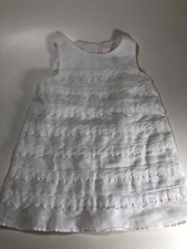Janie and Jack Girls Size 12-18 M Beautiful Lined Dress White Scalloped