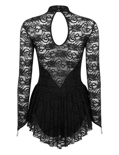 Women Long Sleeve Figure Ice Skating Dress Rhinestone Dance Gymnastic Leotard - Picture 44 of 305