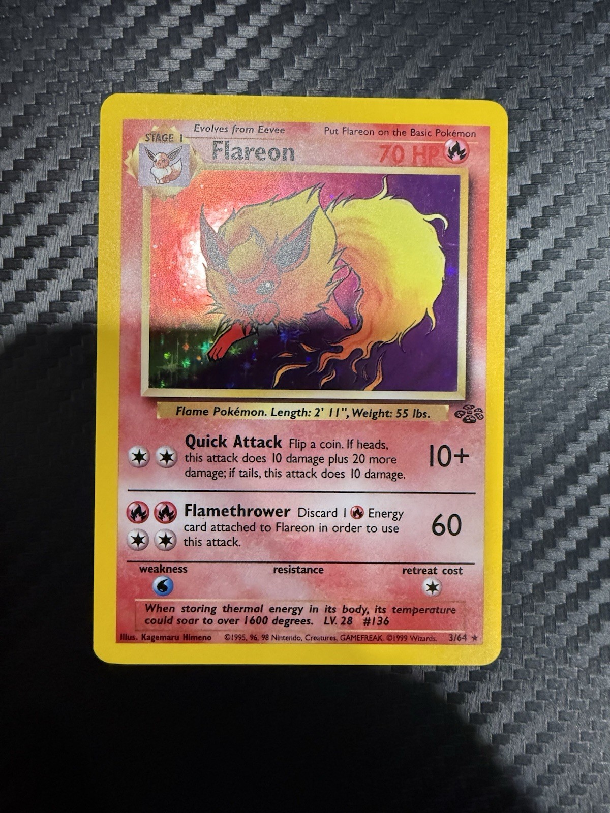 Flareon 3/64 Holo Rare Jungle 1999 Wizards Pokemon Card TCG NM