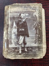 CHINESE OUTLAW   REBEL ? WITH REVOLVER  DAMAGED STUDIO PORTRAIT  1900 ERA