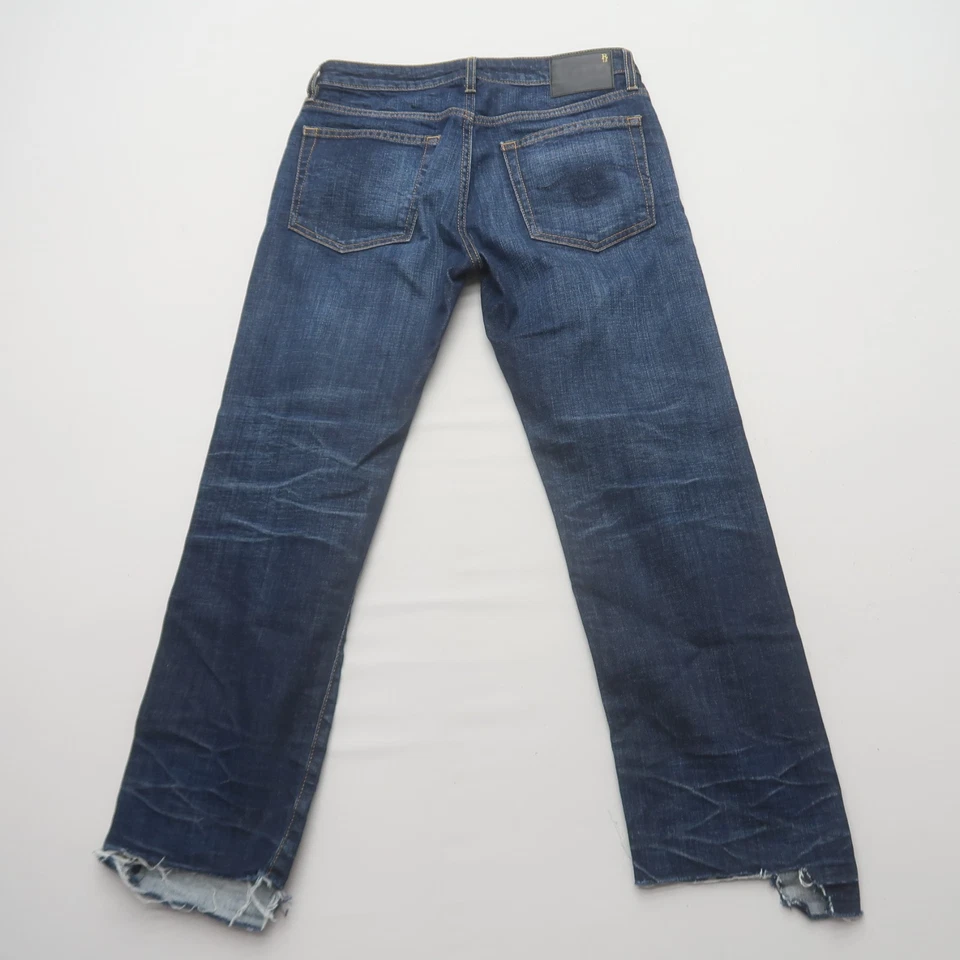 Jeans reto feminino masculino R13 em Howell índigo tamanho 26 lavagem escura cintura baixa Itália - Imagem 2 de 4