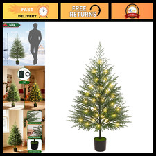 4FT Norfolk Pine Christmas Tree with Lights - Realistic Potted Holiday Decor