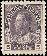 Canada Scott #112 MH F-VF OG 5c 1922 King George V Admiral Stamp