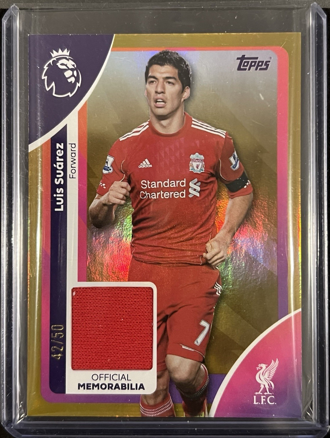 Topps 2025-26 Premier League Luis Suárez Liverpool Premier Relics Gold 42/50 