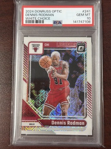 2024 Donruss Optic #241 Dennis Rodman White Choice /48 - Bulls - PSA 10