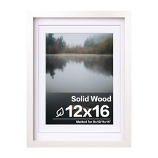 12x16 Picture Frame White Covered by Plexiglass Made of Solid Wood, Display P...