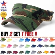 Visor Sun Hat Golf Tennis Beach Men Cap Adjustable Summer Plain Colors Women 