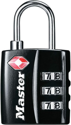 Black Tsa-Approved Luggage Lock with Wide Lock Body and Thin, Durable Steel Shac