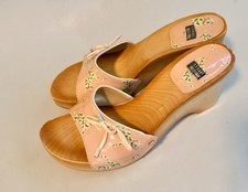 Vtg Stuart Weitzman Wood Mule Sandal Clog Dalmation Dog Image 5