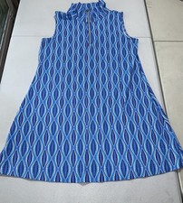 Lulu-B Dress Women's XL Sleeveless Zip Collar UPF 50 Geometric Resort Beach