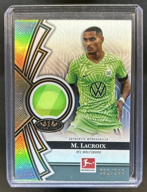 2022-23 Topps Tier One Bundesliga Maxence Lacroix Trikot #/144 Wolfsburg