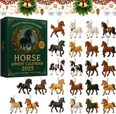 Horse Advent Calendar 2025   Gallop Through December | 24-Count Horse Pendant