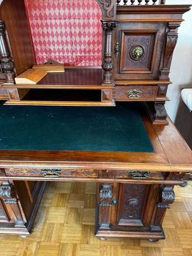 Antiker Schreibtisch mit Aufsatz Historismus Gründerzeit Tisch - Bild 2 von 6