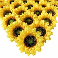 50 PCS 3.5 Inch Artificial Sunflower Heads Bulk Yellow Silk Wedding Decor