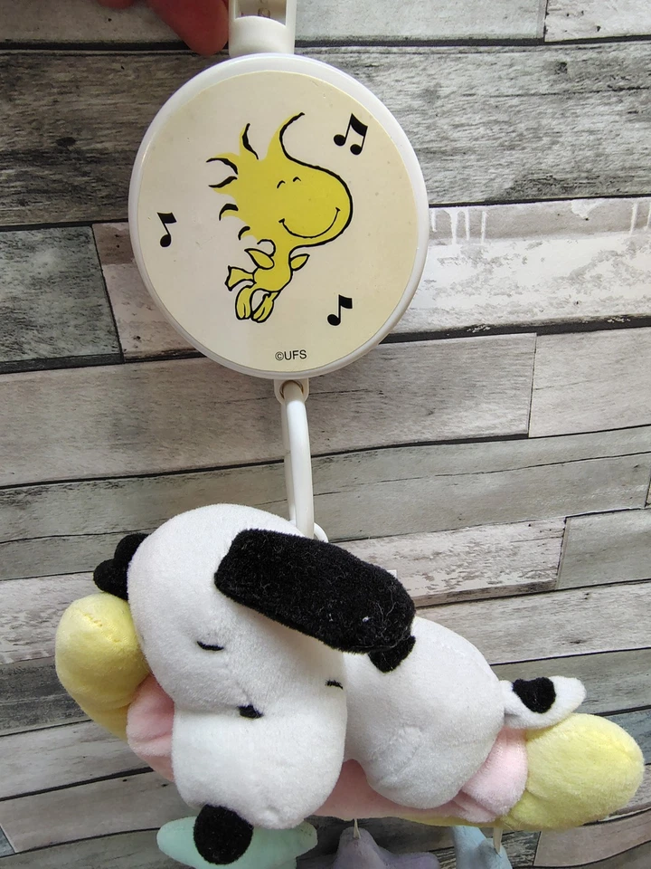 Corderos e hiedra hora de acostarse musical cuna móvil SNOOPY & WOODSTOCK sin brazo colgante  Foto 3 de 4