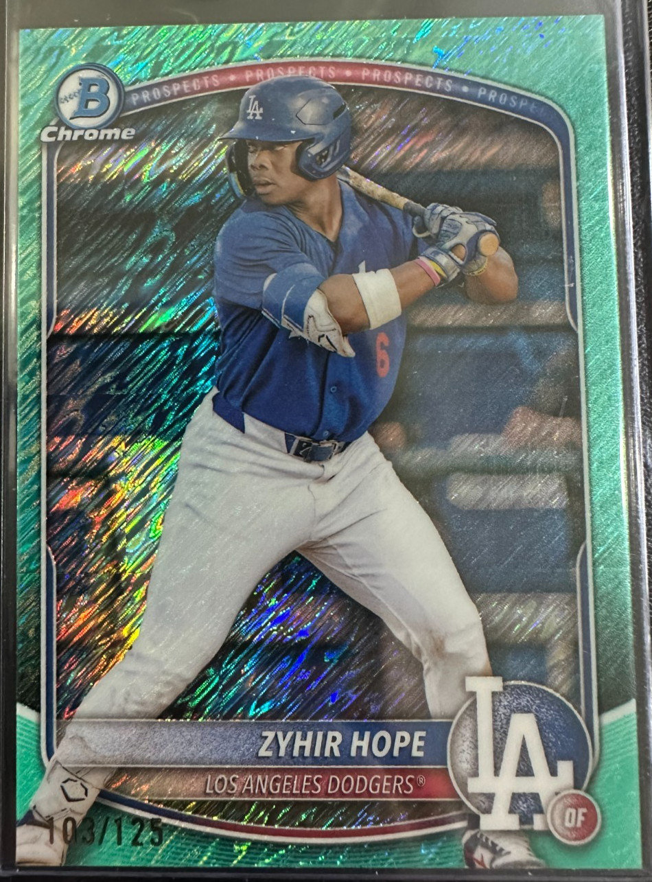 2025 Bowman Chrome ZYHIR HOPE #BCP-2 Dodgers Aqua Shimmer Refractor /125