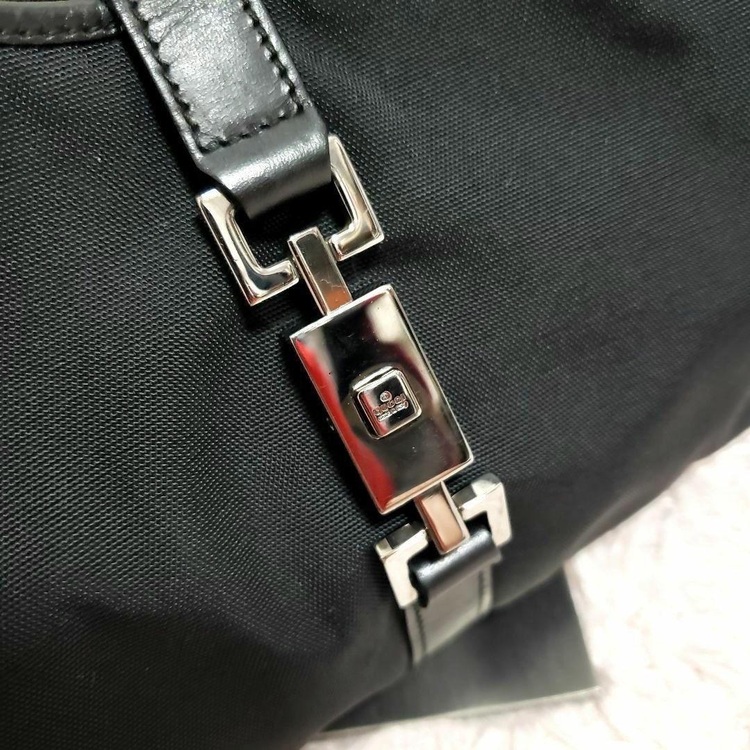 GUCCI Jackie Nylon Tote Bag Black Authentic Women's Handbag Excellent Condition thumbnail 2