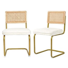 Rattan Dining Chairs Set of 2, Modern Kitchen Chairs with Natural Mesh Rattan...