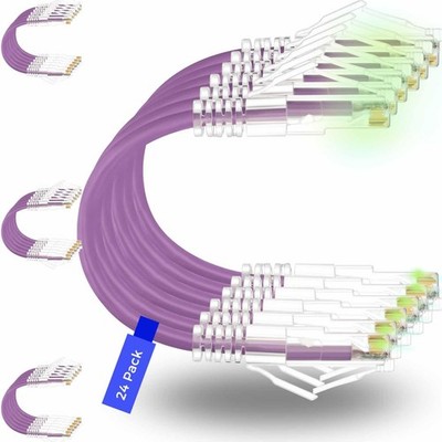 Rapink Patch Cables Cat6/ Cat6a 5ft (24 Pack) Slim, Cat6a Ethernet Patch Cable
