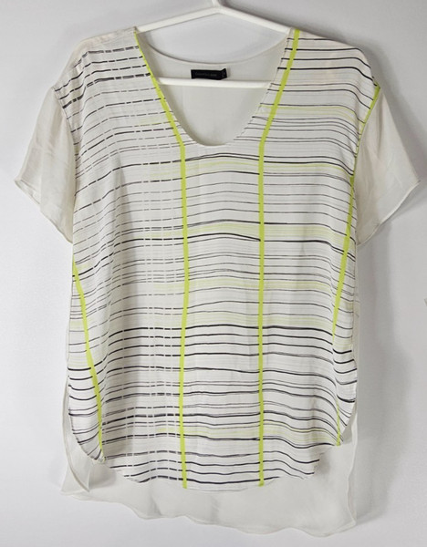 Women's Tee Blouse Sheer Lightweight Round Neck Size M