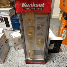 Kwikset Signature Series Front Door Lock Set Satin Gold SmartKey Security