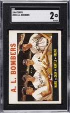 1964 TOPPS A.L. BOMBERS MARIS/CASH/MANTLE/KALINE SGC 2