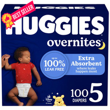 Huggies Size 5 Overnites Baby Diapers: Overnight Diapers, 5, White