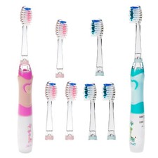 2x brosse à dents sonique pour enfants, électrique, 6 embouts, lumière LED