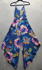MSK Jumpsuits Womens Medium Multi Floral Challis Tie Waist Wide Strap Back Zip