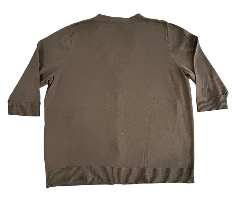 Cárdigan con botones 100 % algodón manga 3/4 Quacker Factory para mujer talla 1X marrón Foto 2 de 4