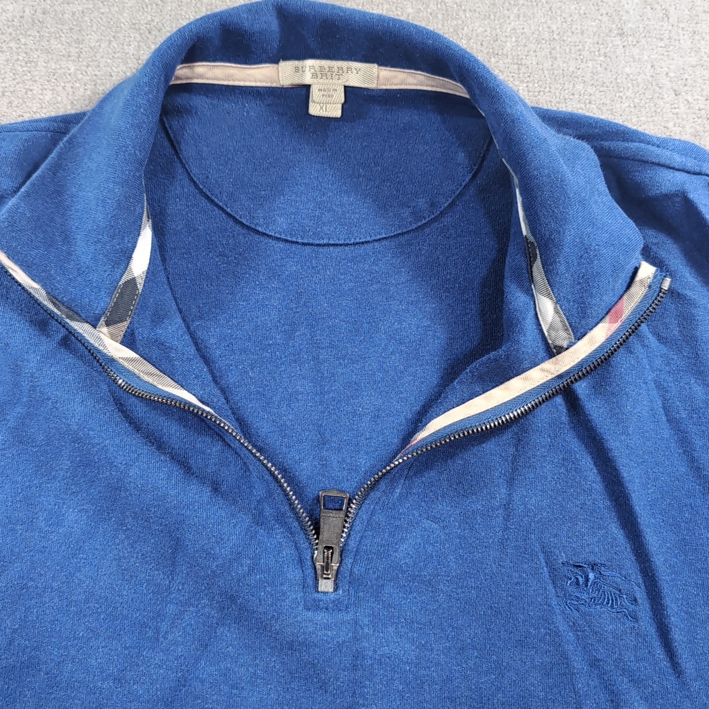 Burberry Quarter Zip Pullover Solid Blue Sweater … - image 2
