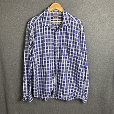 Rodd Gunn Men s Blue Plaid Cotton Long Sleeve Shirt Button Up Size XL