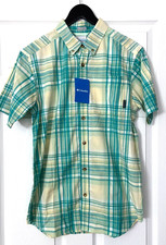 Columbia Men  s- Small Plaid Short Sleeve Button-Up Shirt Green New- NWT Casual
