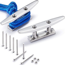 Boat Cleat Open Base 316 Stainless Steel 4 Inch, 2 pcs. Dock Mooring with Screw