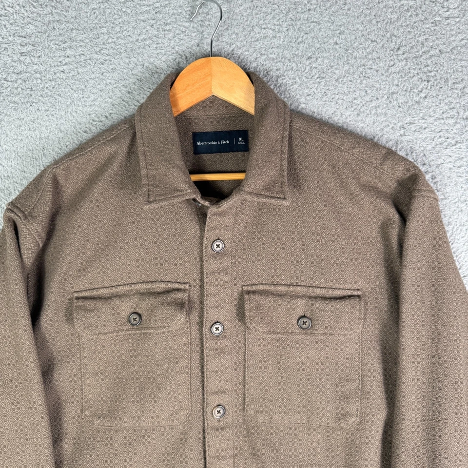 Camisa de Franela Abercrombie & Fitch Para Hombre XL Marrón Sobrecamisa Pesada Chaqueta Chaqueta Foto 2 de 4