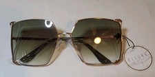 Ellure Fashion Women Sunglasses Square Brown Lenses Gold Frames Lightweight NWT