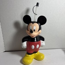 Vintage Disney Mickey Mouse Cup W/ Straw  Cap Never Used