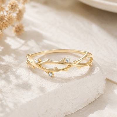Lab Grown Diamond Wedding Band Ring 14K Solid Gold Engagement Ring, Gift for Her