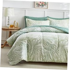 Queen Comforter Set with Sheets,Bed in a Bag 7 Queen-7 Pieces Blue Green