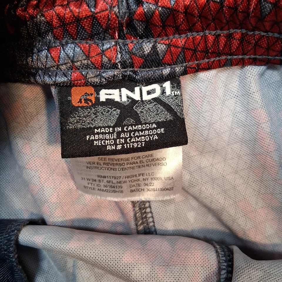 AND1 Pantalones Cortos Baloncesto Hombre Grande Cordón Patrón Abstracto Foto 4 de 4