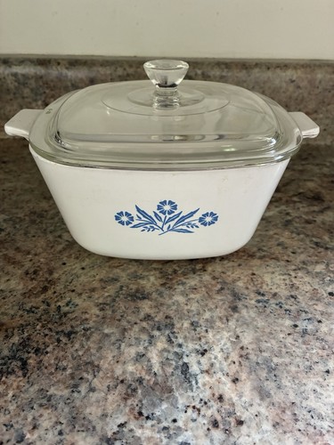 Rare 1960s Corning Ware 1 3/4 Qt Blue Cornflower Casserole Dish w/Lid P-1 3/4-B