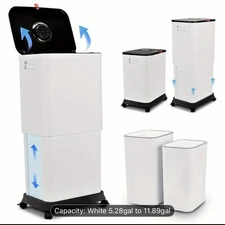 13 Gallon Trash Can with Lid, 25-45L, Wheels for Kitchen, Bathroom, Office