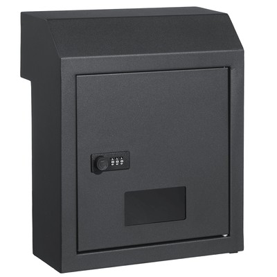Uimoso Through The Door Key Drop Box Mailbox with Combination Lock Dark Gray
