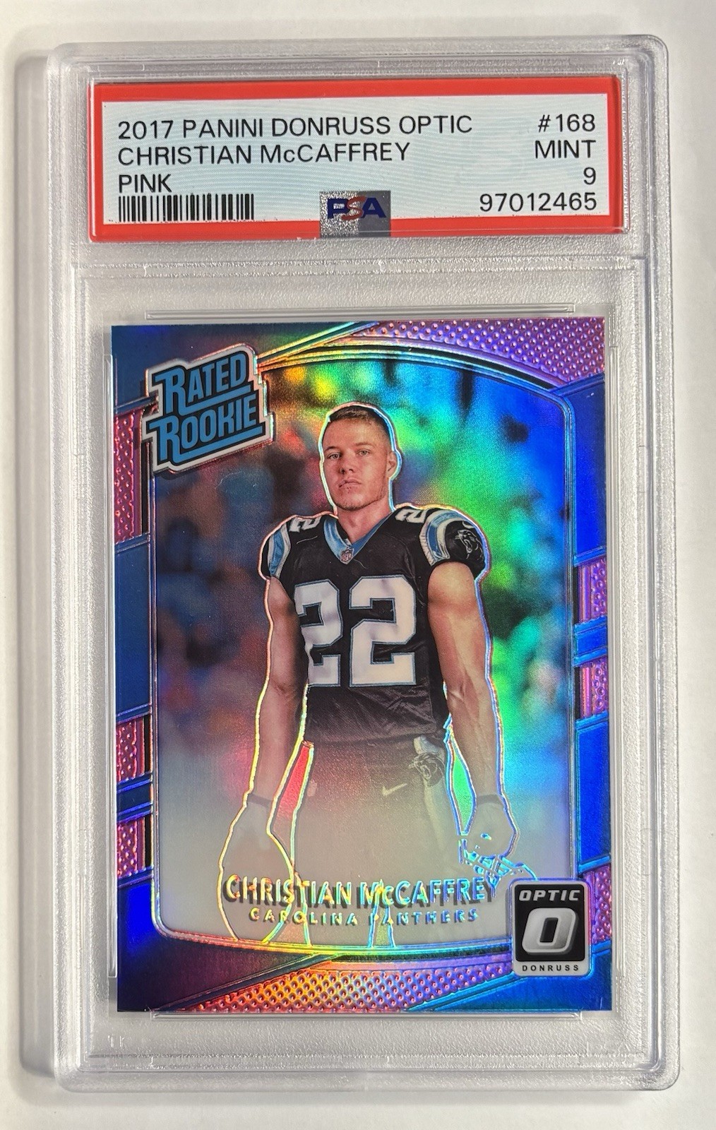 2017 Donruss Optic - Rated Rookie Christian McCaffrey #168 Pink Prizm (RC)