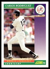 1992 Score Carlos Rodriguez Rookie New York Yankees #411