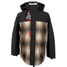 Pendleton Hooded Wool Blend Jacket Mens L Brown Black Plaid Removeable Hood NWT