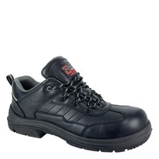 Grafters M 303 Men's Leather Super Wide Fit Lace Up Safety Toe Cap Trainers